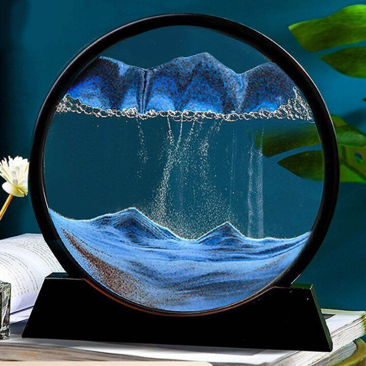 3D Hourglass Quicksand Moving Sand Art Picture Round Glass Deep Sea Sandscape Craft Flowing Painting Office Home Decor Gift