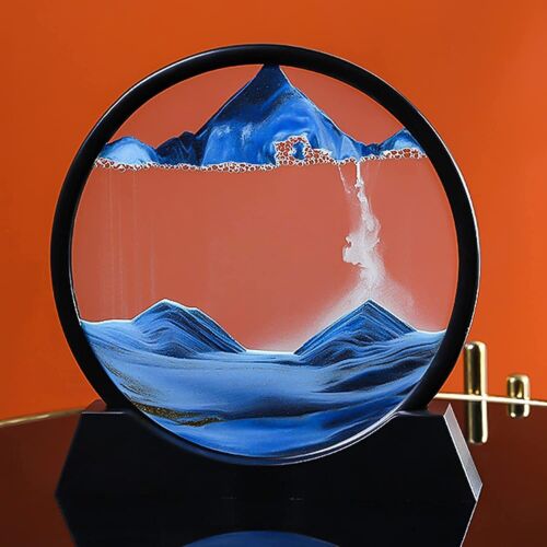 3D Hourglass Quicksand Moving Sand Art Picture Round Glass Deep Sea Sandscape Craft Flowing Painting Office Home Decor Gift